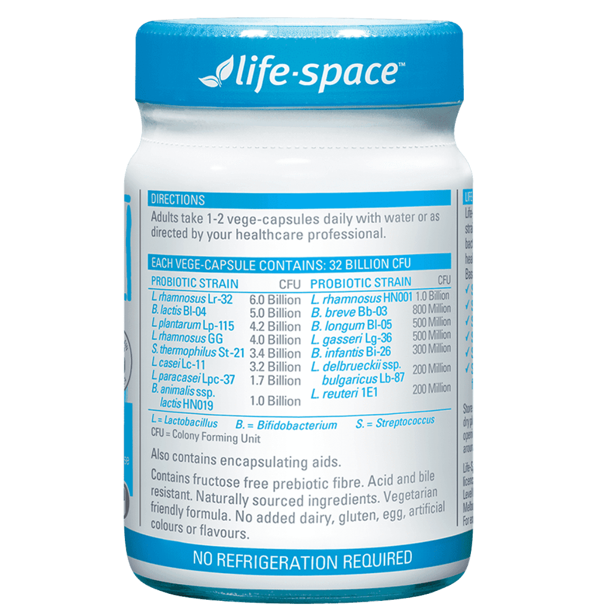 Life Space 廣普益生菌 標示