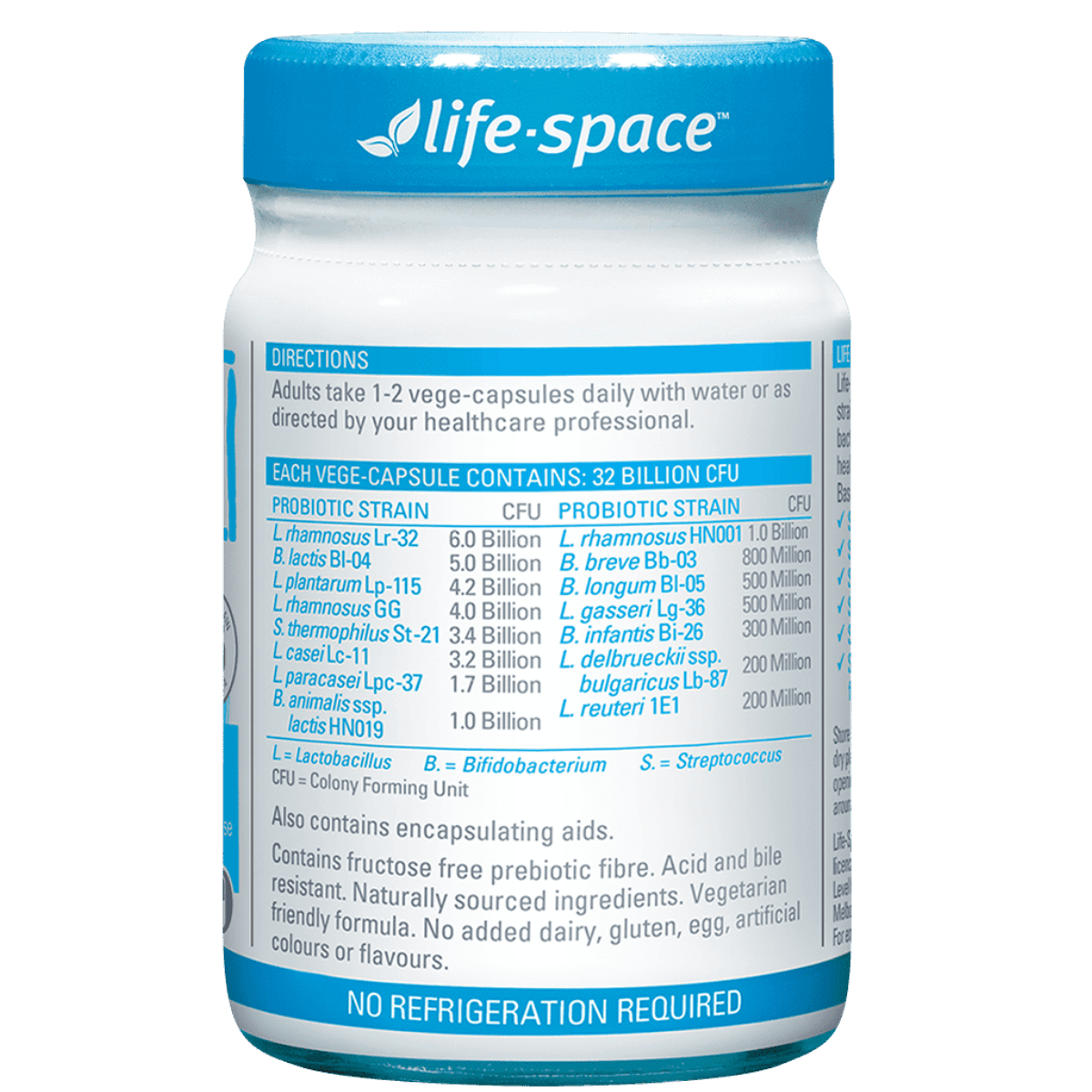 Life Space 廣普益生菌 標示